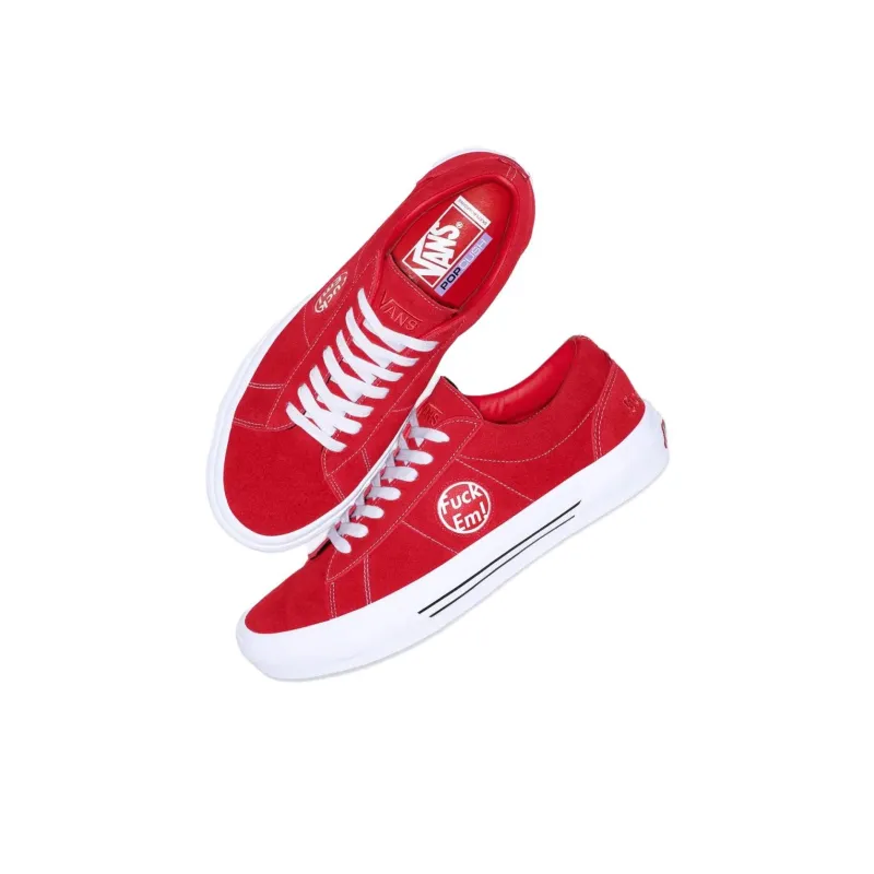 Supreme x Vans SID Anti Slip Wear Resistant Low Top Skateboard Shoes Unisex Red White-2