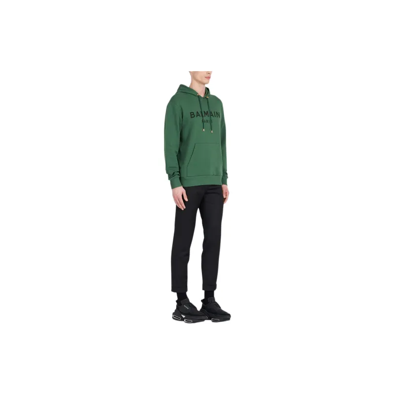 BALMAIN Logo Printed Drawstring Hoodie-3