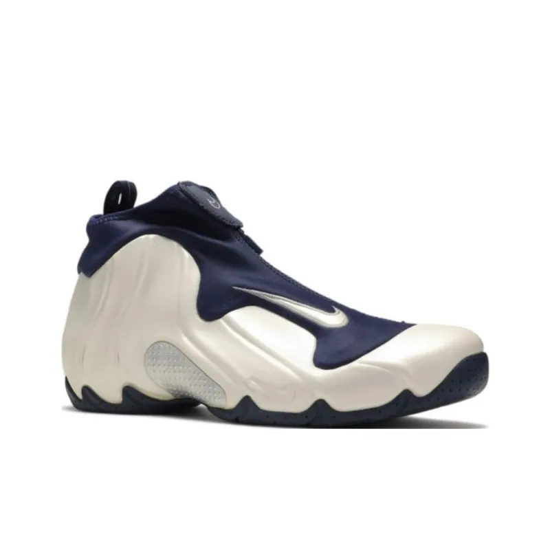 Nike Flightposite Air Slip Resistant Mid Top Vintage Basketball Shoes Men's Beige Blue-2