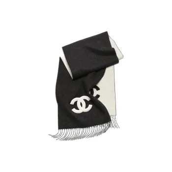 CHANEL Knit Scarves Women's Black/White