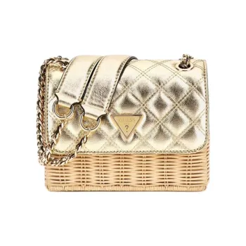 GUESS Natural Fibers Shoulder Bag Crossbody Bag Mini Women's Gold