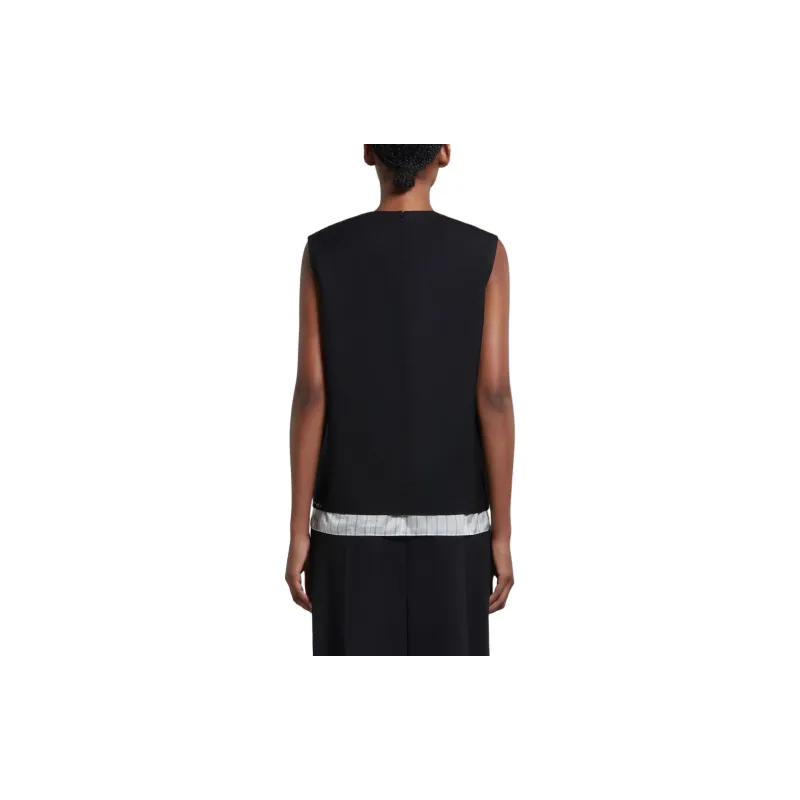 MARNI Black Tropical Wool Sleeveless Top With Mending Tank Top Women's Black-3
