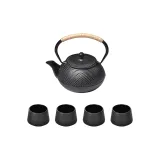 900ML Cast Iron Teapot+Minimalist Cast Iron Cups*4