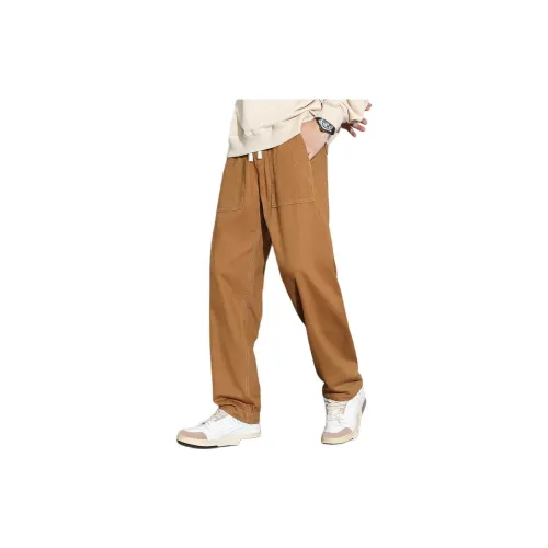 Tonlion Casual Pants Unisex Brown Yellow