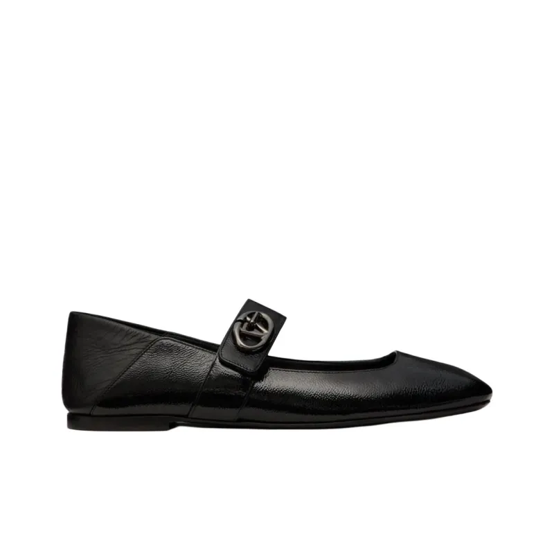 Valentino Vlogo Locker Flat Casual Single Shoes Women's Black-1