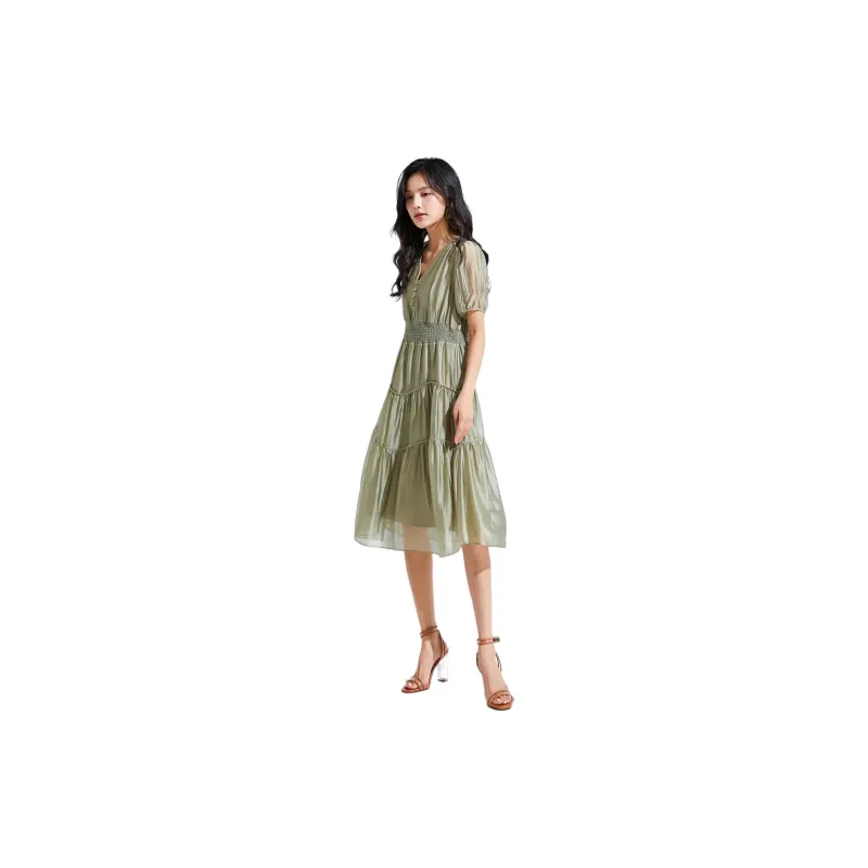 VILAN Short Sleeved Dresses Women's Evening Primrose Green-3