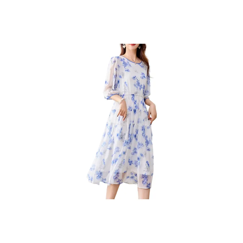 Ink Beauty SS24 Long Sleeved Dresses Women's Blue-2