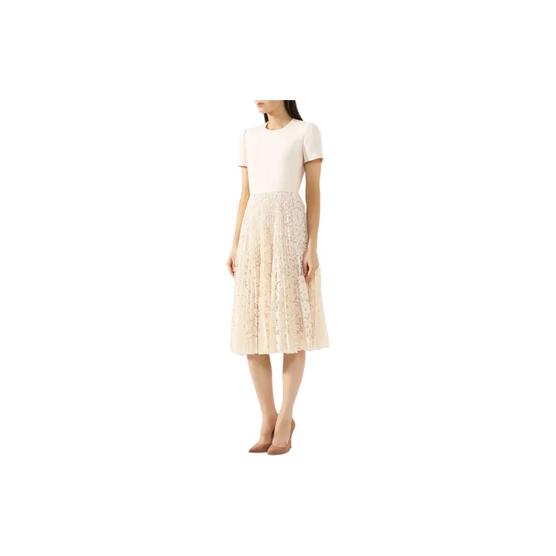 Valentino Short Sleeved Dresses Women's Beige-3