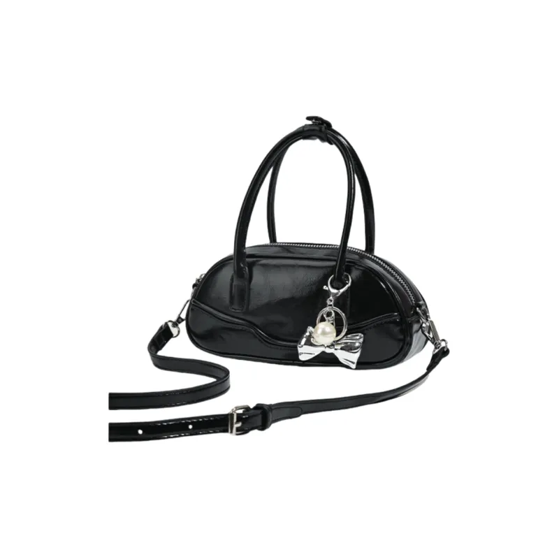 NOMK PU Crossbody One Shoulder Handbag Women's Black/Red/Silver-1