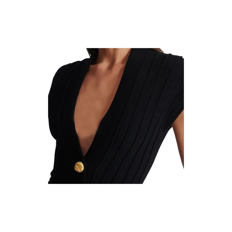 BALMAIN V Neck Flared Mini Dress-4