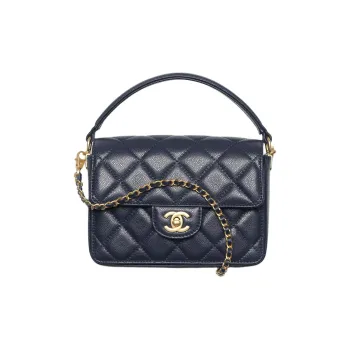 CHANEL Caviar Cow Leather Flap Bag, Shoulder Bag, Crossbody Bag, Handbag Mini Women's Marine Blue