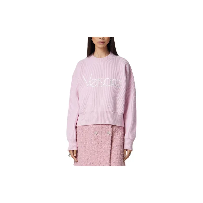 VERSACE Logo Embroidered Knitted Jumper-2