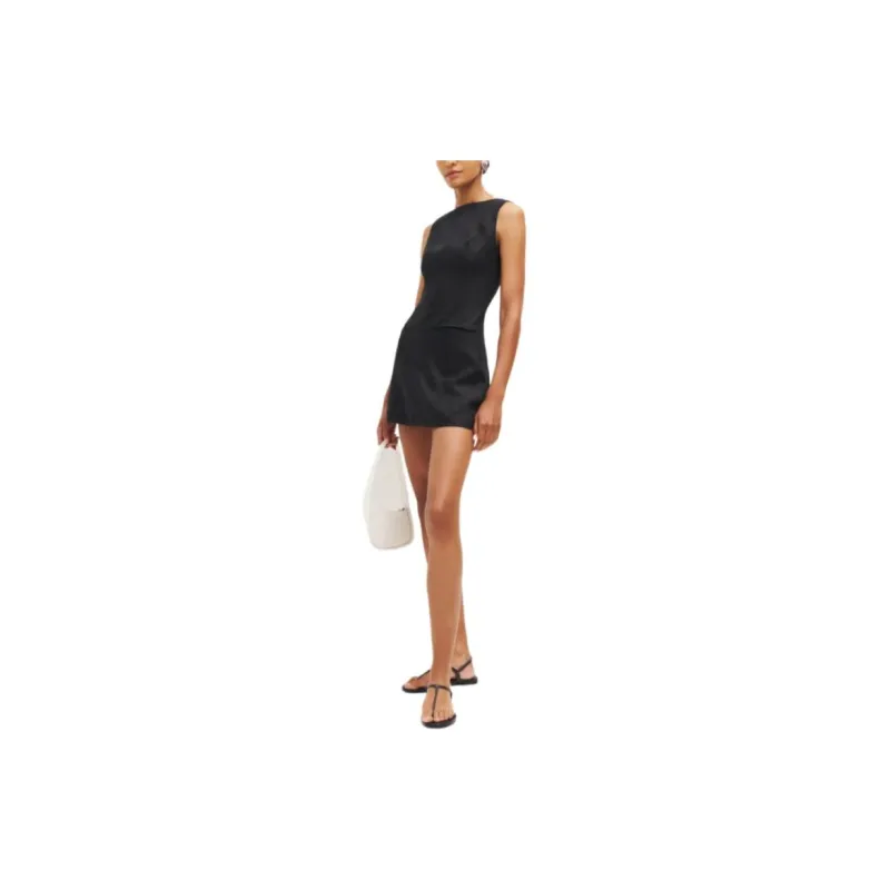 REFORMATION Petites Citron Linen Dress Sleeveless Dress Women's Black-1
