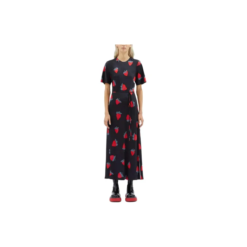 MSGM Strawberry print Belted Dress-1