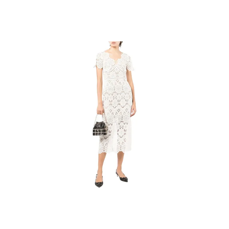 Self portrait FW22 Short Sleeved Dress Women's White-1