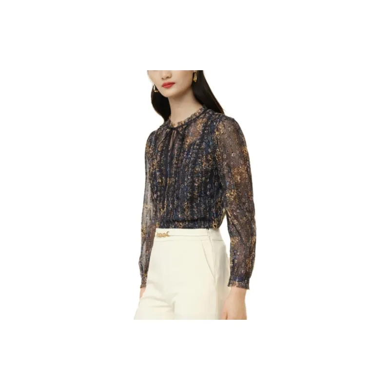 JZ. ANNAKRO T Shirts Women's Floral Dark Blue-2