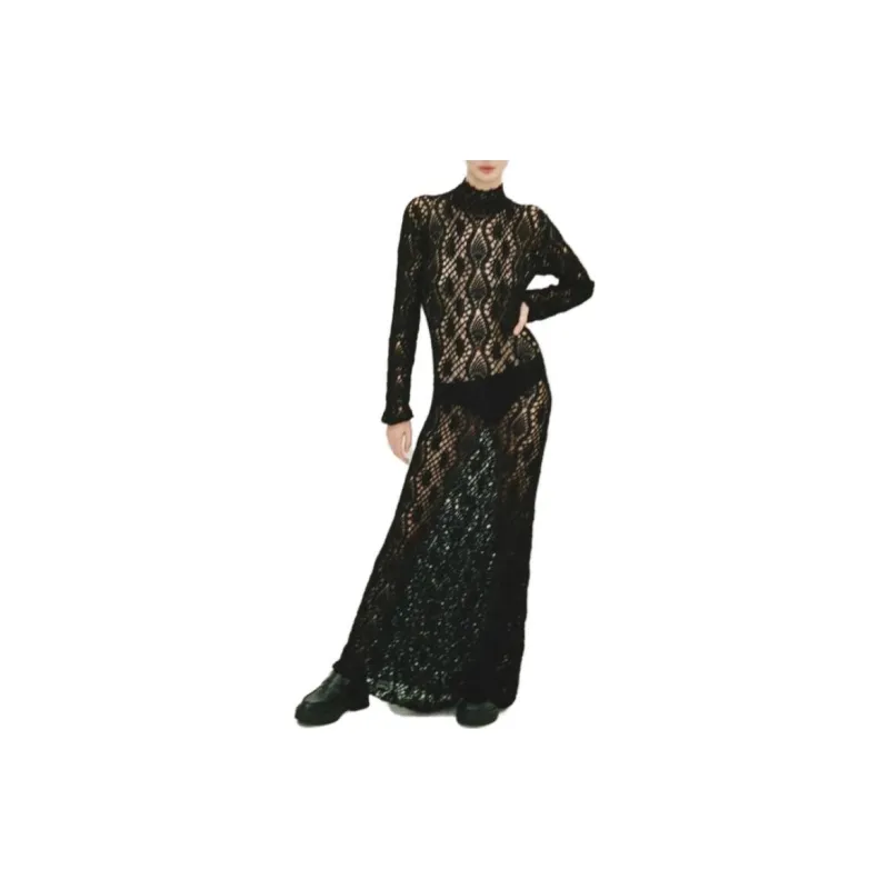 ZARA Long-Sleeved Dresses Women's Black-2