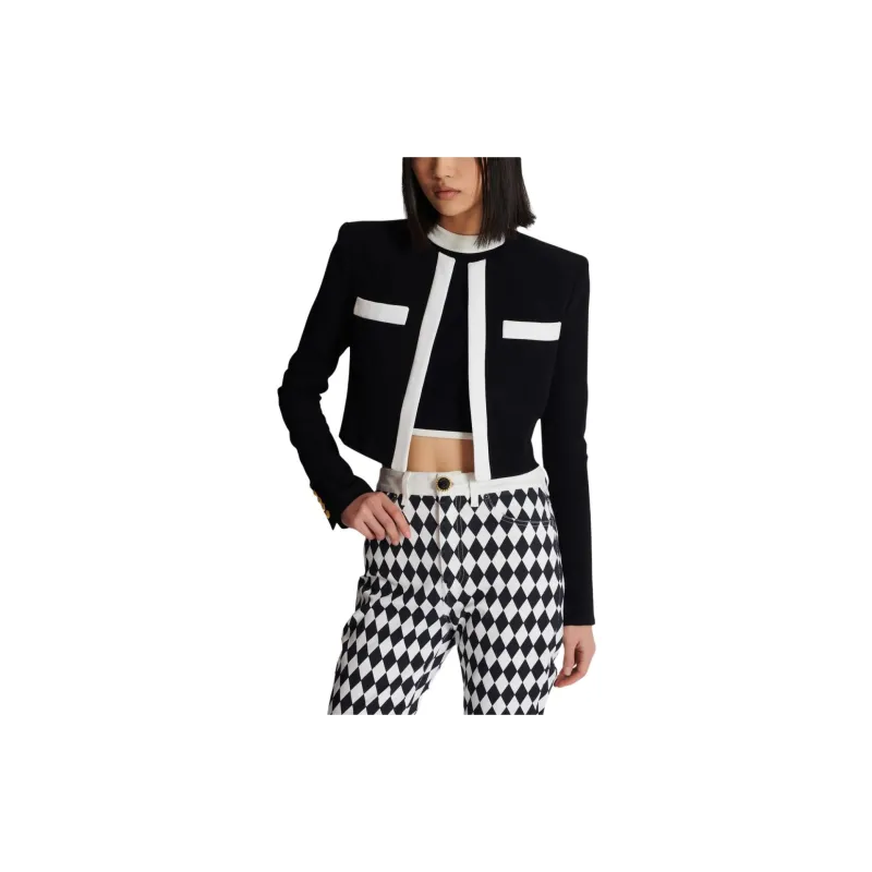 BALMAIN Two Tone Crepe Spencer Jacket-2