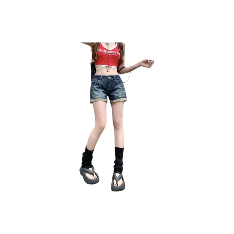 Kazakhstan Denim Shorts Women's Vintage Blue-2