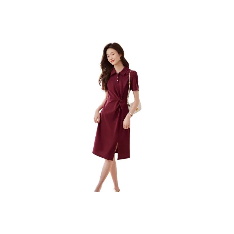 Mo Han Yi Mei Short Sleeved Dress Women's Fuchsia-2