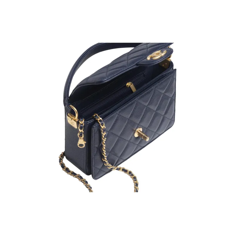CHANEL Caviar Cow Leather Flap Bag, Shoulder Bag, Crossbody Bag, Handbag Mini Women's Marine Blue-3