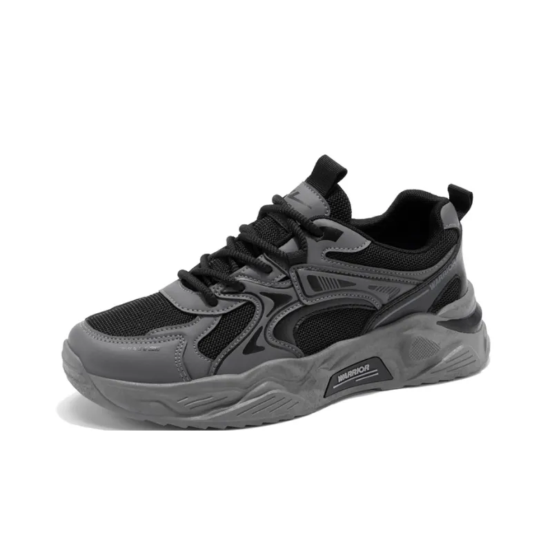Warrior Wear resistant, Lightweight, Breathable, And Non slip. Low Top Chunky Sneakers Men's Dark Gray Black-2