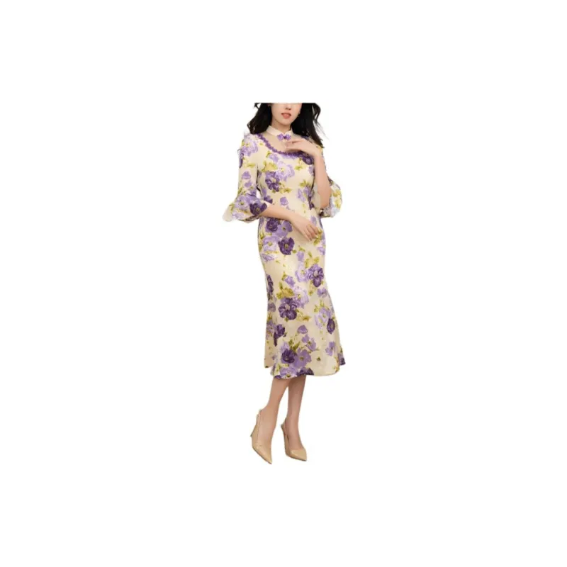 Shimiko Long-Sleeved Dresses Women's Purple Filigree Dust-1