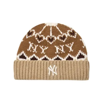 MLB Contains Wool Knitted Beanie Hat Unisex Brown