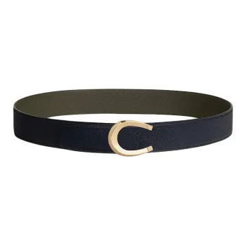 HERMES Calfskin Leather Belts Men's Turquoise Width: 3.8CM