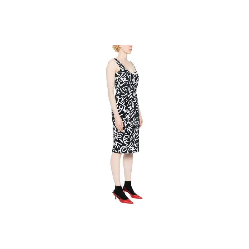 MOSCHINO Scribble print Midi Dress-3