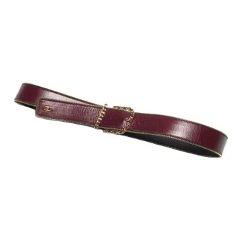 CHANEL Sheepskin Metal Leather Belts Unisex Burgundy -