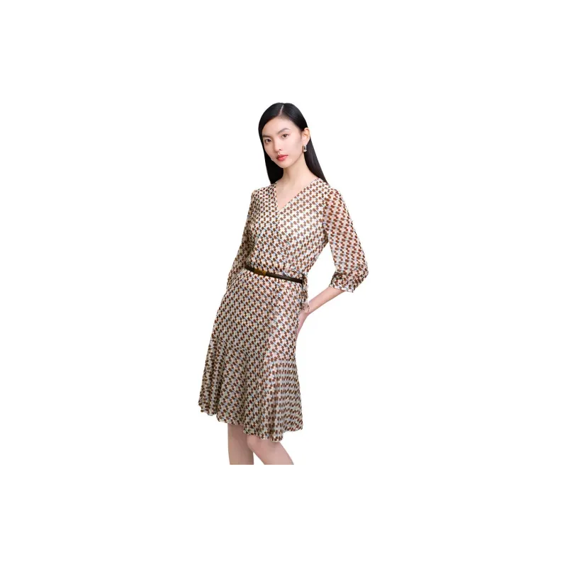JZ. ANNAKRO Long Sleeved Dress Women's Floral Coffee-3