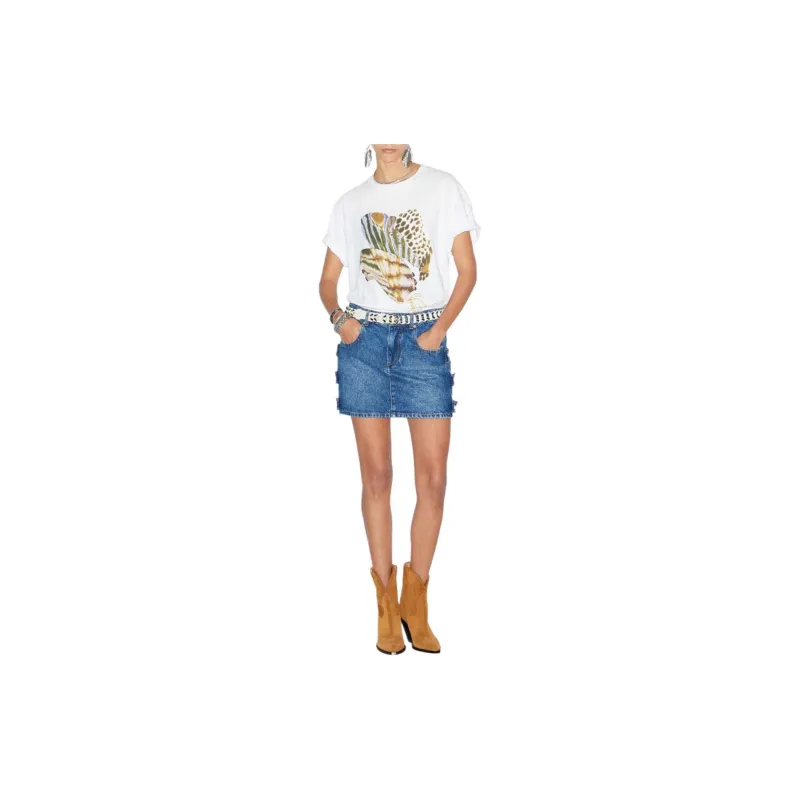 ISABEL MARANT ETOILE Stessy Logo Patch Denim Skirt-1