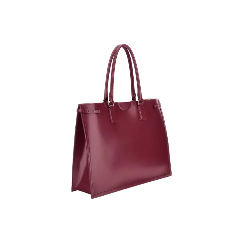 GUESS Genuine Leather Tote Bag Shopping Bag Handbag Shoulder Bag Large Size Women's Burgundy-2