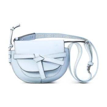 LOEWE Gate Soft Cow Leather Shoulder Bag Crossbody Bag Mini Women's Gray Blue
