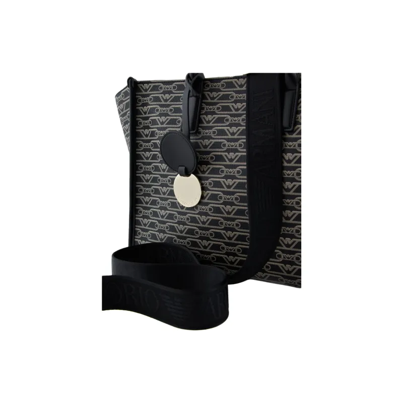 EMPORIO ARMANI Polyester Tote Bag Shopping Bag Shoulder Bag Handbag Medium Size Women's Black-3
