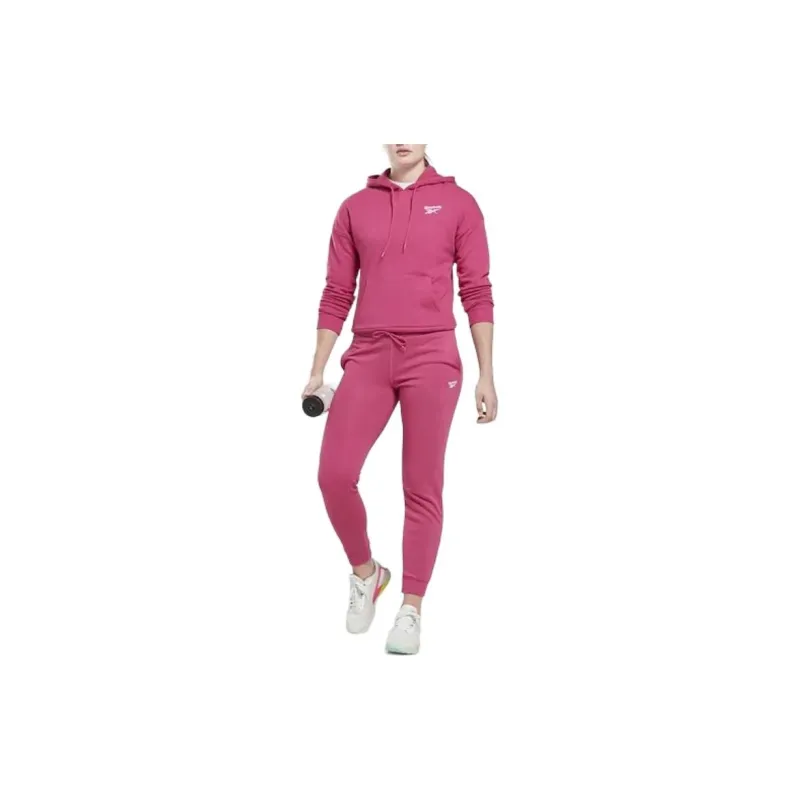 Reebok Identity Small Logo French Terry Hoodie Sweatshirt Women's Pink-3