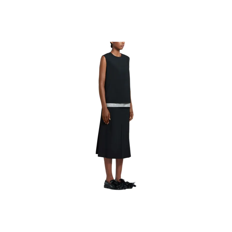 MARNI Black Tropical Wool Sleeveless Top With Mending Tank Top Women's Black-1