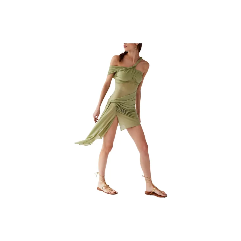 FREE PEOPLE Ronny Kobo Izel Dress Short-Sleeved Dresses Women's Pistachio Green-1