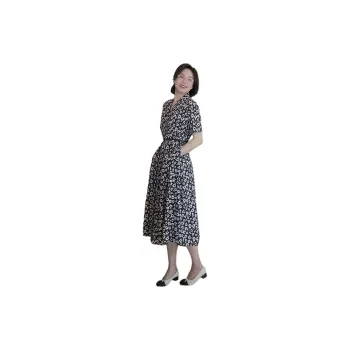 RUIENCO. Short-Sleeved Dresses Women's Black And White Print