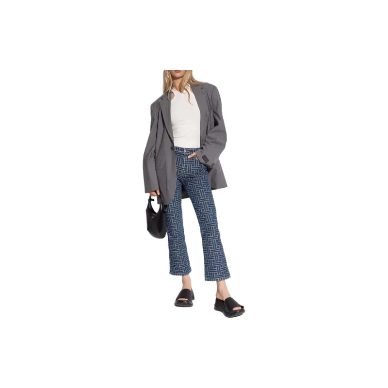 KENZO Pattern Jacquard Flared Jeans-3