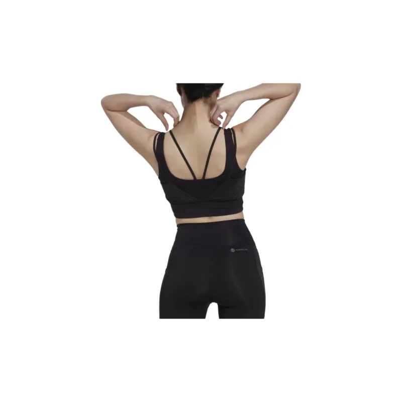 Adidas Powerimpact Training Medium-Support Shiny Bra Sports Underwear Women's Black-3