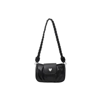 NOMK PU Shoulder Bag Handbag Shoulder Bag Crossbody Bag Women's Black/Ecru/Pink/Silver
