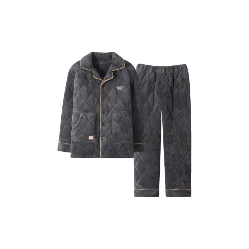 MIIOW Pajama Set Men's Black Gray Color