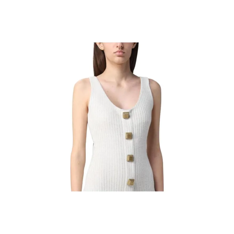 BALMAIN Sleeveless Dresses Women's Beige-4