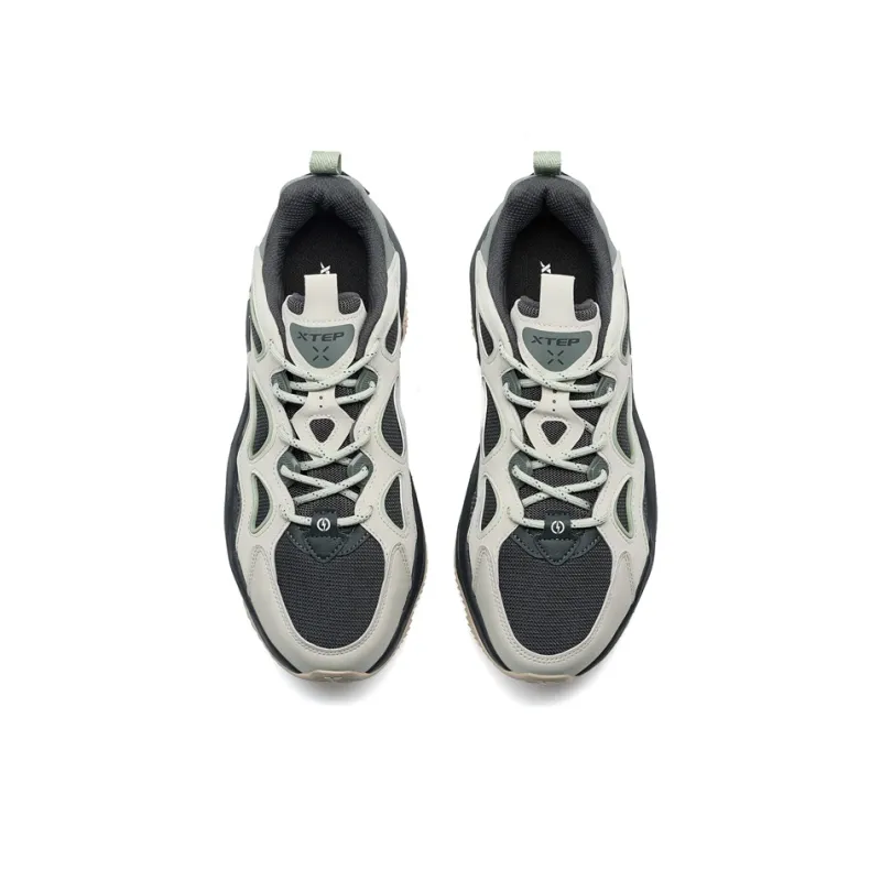 XTEP Lightning 5.0 Height Increasing Slip Resistant Low Top Casual Shoes Men's Durable Gray/Coal Black-4