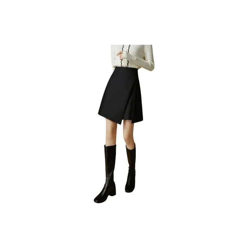 Late White Casual Short Skirts Women's Black-7