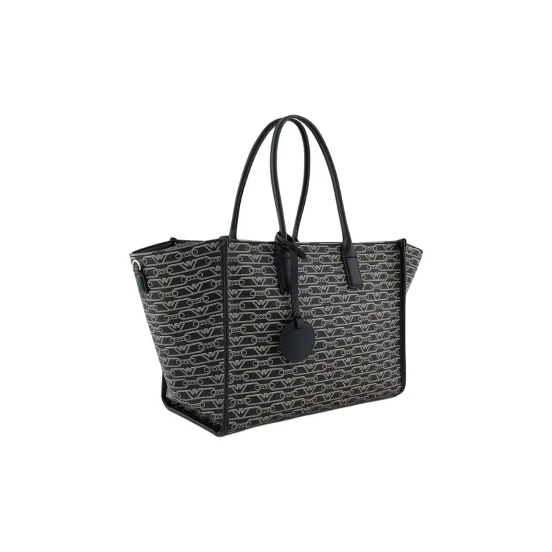 EMPORIO ARMANI Polyester Tote Bag Shopping Bag Shoulder Bag Handbag Medium Size Women's Black-1