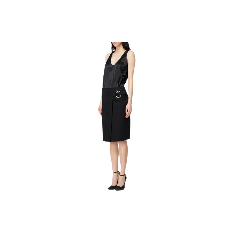 PINKO Love Birds Satin Midi Skirt-4