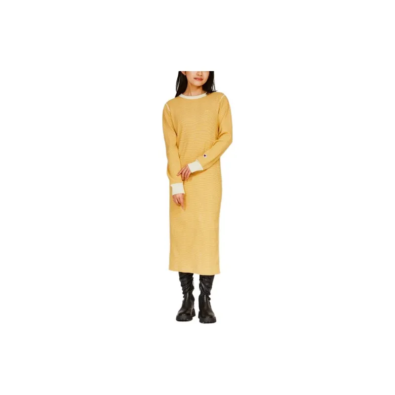 Champion FW24 Long-Sleeved Dresses Women's Vintage Yellow-1
